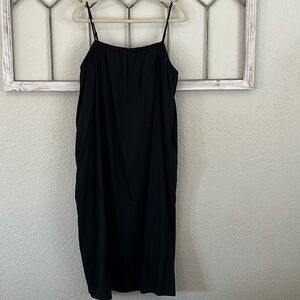 NWT Black linen oversized barrel dress